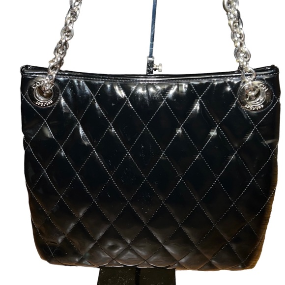 COACH POPPY SLIM LIQUID GLOSS QUILTED TOTE, BLACK #F18673 - Picture 2 of 5